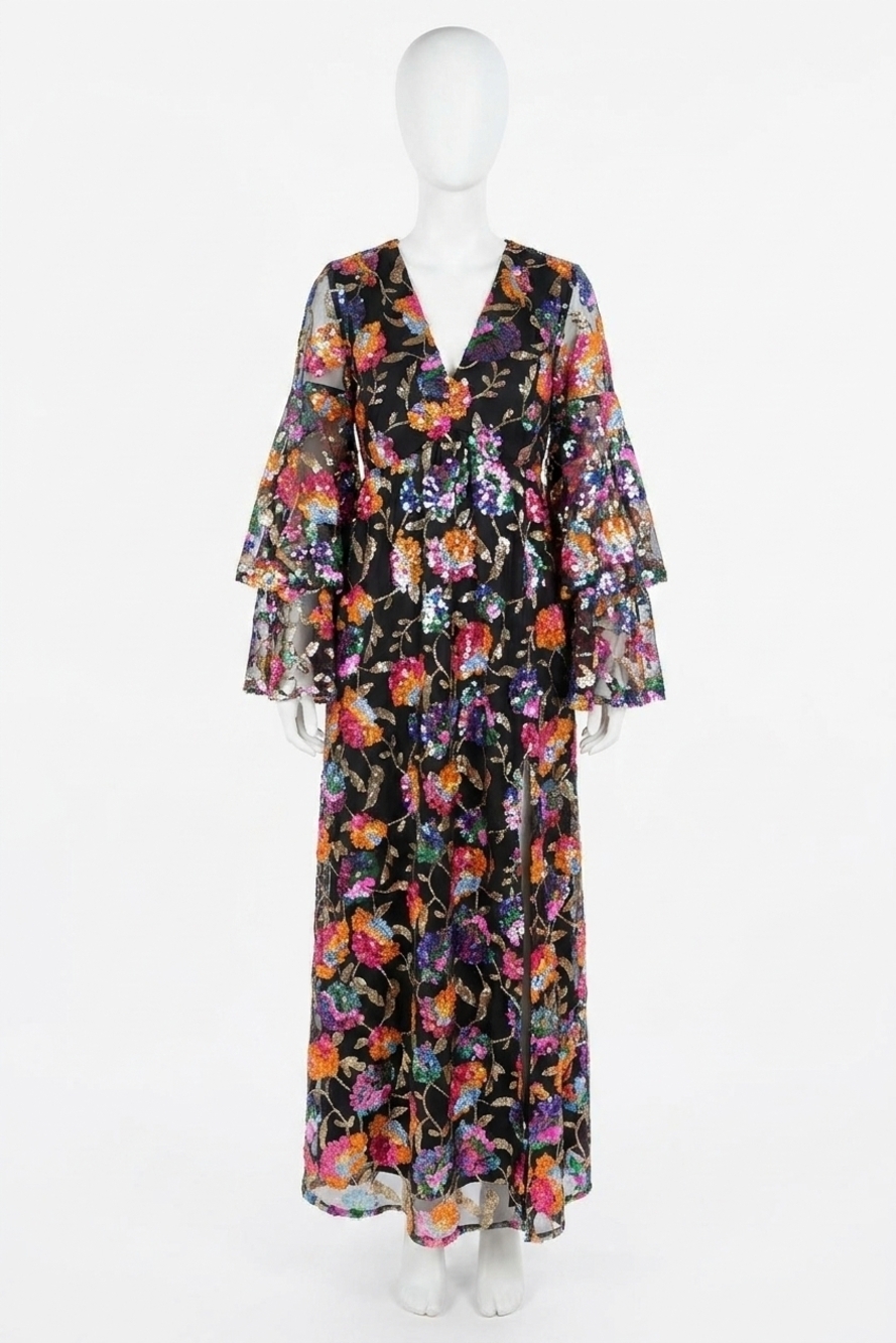 NEW BUDDYLOVE multi sequin maxi dress in black